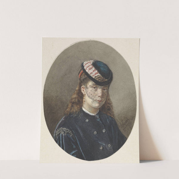 Portret van een jonge vrouw met hoedje met voile by Joseph de Groot