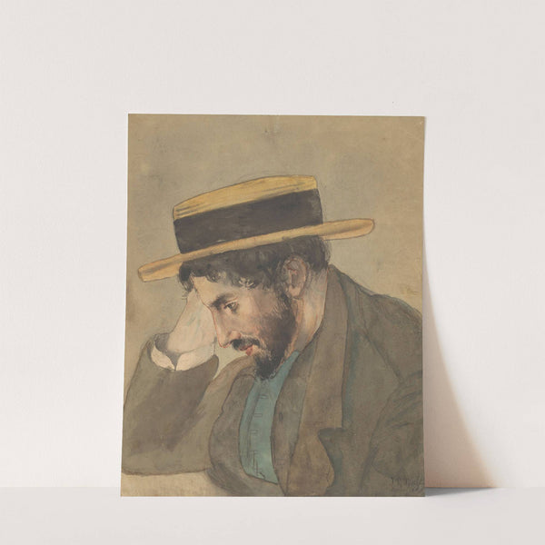Portret van een jongeman met strooien hoed by Jan Veth