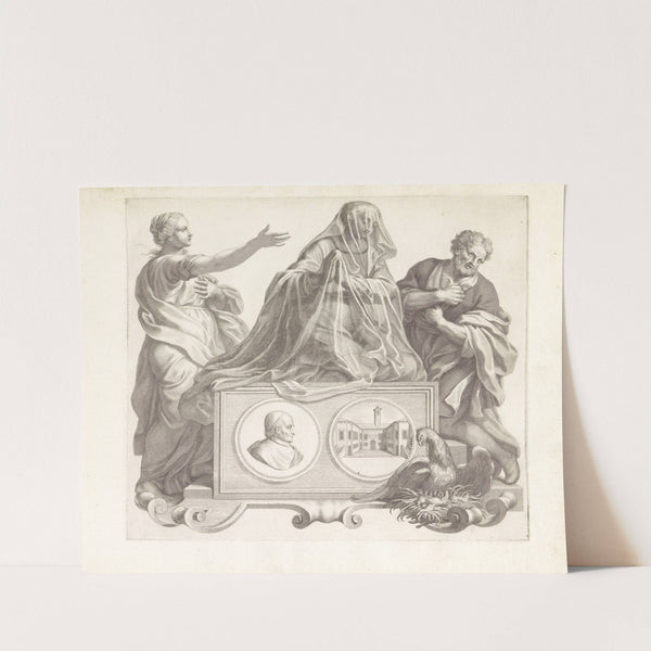 Portret van een lid van de familie Barbarigo en de personificaties Berouw van zonden en Meditatie (1673-1743) by Robert van Audenaerde