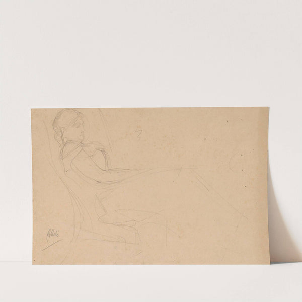 Portret van een vrouw, zittend op een stoel in een psychiatrische inrichting by August Allebé