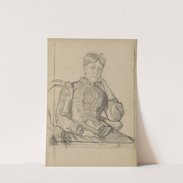 Portret van een zittende vrouw, de kin rustend op de linkerhand by Jan Veth