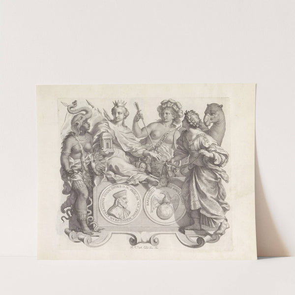 Portret van Francesco Barbarigo en de personificaties van Afrika, Europa, Amerika en Azië (1673-1743) by Robert van Audenaerde