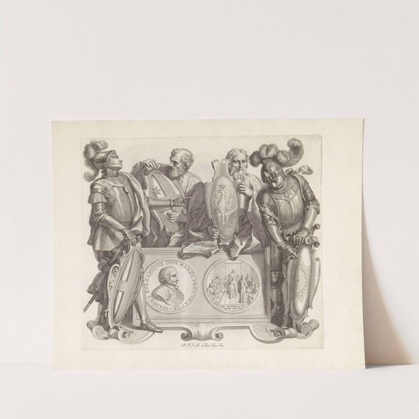 Portret van Giovanni Barbarigo met vier mannen met wapenschilden (1673-1743) by Robert van Audenaerde