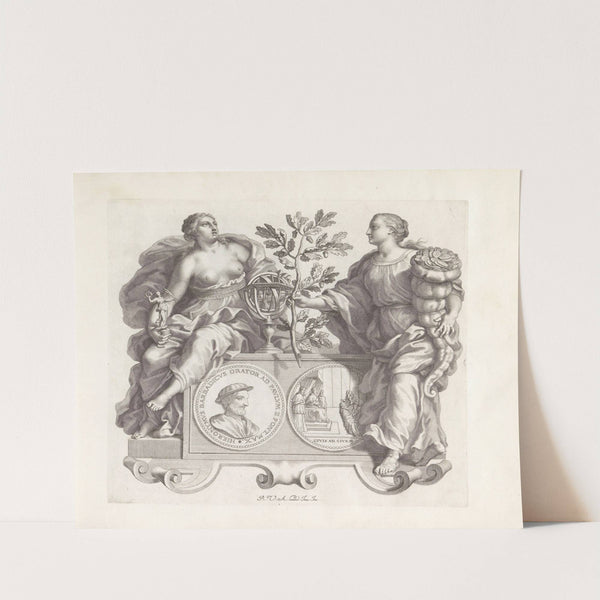 Portret van Girolamus Barbarigo en de personificaties Roem en Welvaart (1673-1743) by Robert van Audenaerde