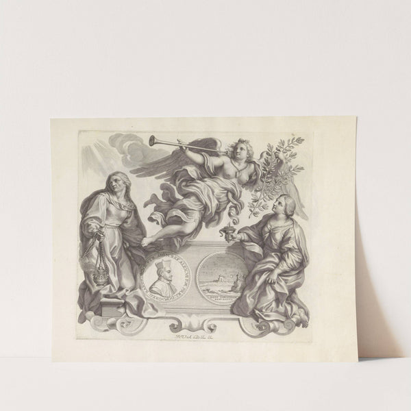 Portret van Gregorio Barbarigo en de personificaties van Gebed, Goed Gerucht en Religie-ijver (1673-1743) by Robert van Audenaerde