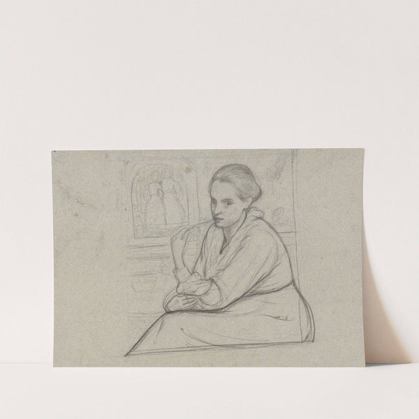 Portret van Henriëtte Roland Holst-van der Schalk, zittend bij een voorstelling met twee meisjes by Richard Nicolaüs Roland Holst