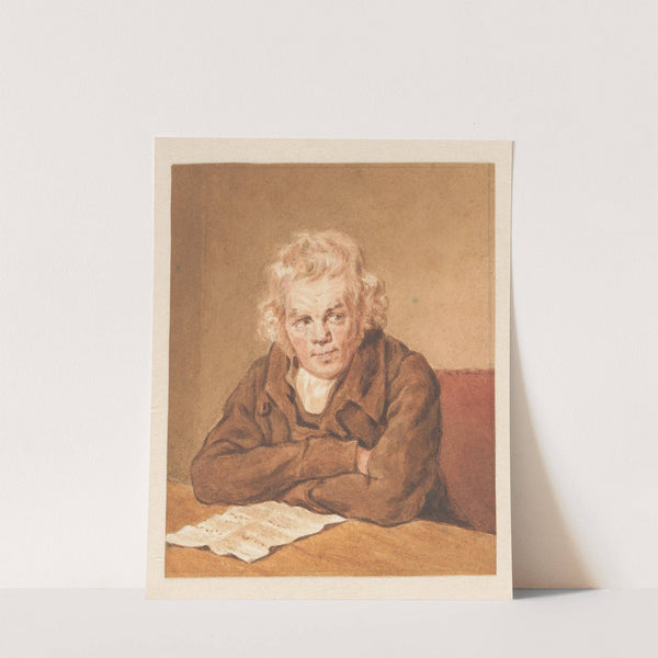 Portret van Lourens van Schaick, zittend lezend aan tafe by Pieter Christoffel Wonder
