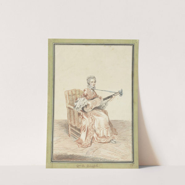 Portret van Madame de Montainville, gitaar spelend by Louis Carrogis Carmontelle