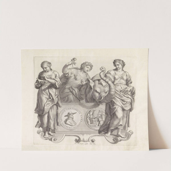 Portret van Marcantonio Barbarigo en de personificaties van Beleefdheid, Vriendelijkheid en Zachtmoedigheid (1673-1743) by Robert van Audenaerde