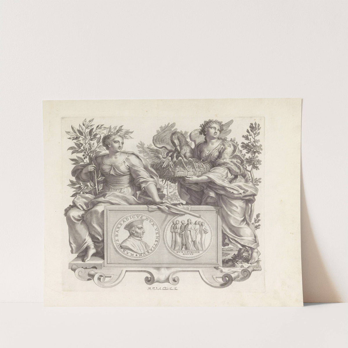 Portret van Marco Barbarigo en de personificaties van Vrede en Goedheid (1673-1743) by Robert van Audenaerde