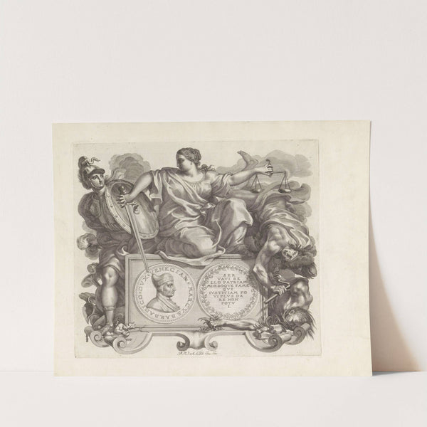 Portret van Marco Barbarigo en de personificaties van Waakzaamheid en Gerechtigheid (1673-1743) by Robert van Audenaerde