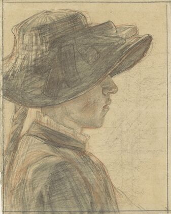 Portret van mejuffrouw A.C.E. Veth, zuster van de tekenaar