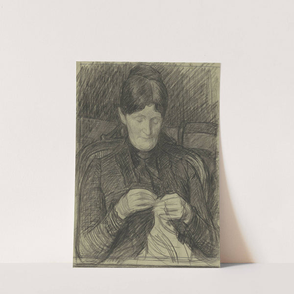 Portret van mevrouw Van Deventer-Busken Huet, handwerkend by Jan Veth