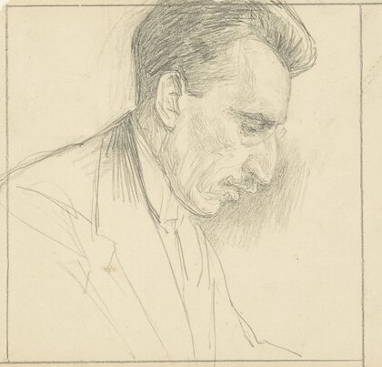 Portret van P. Visser, profiel naar rechts.