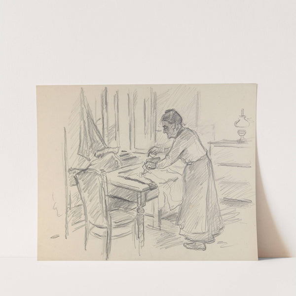 Postać starej kobiety pochylonej nad stołem by Ivan Ivanec