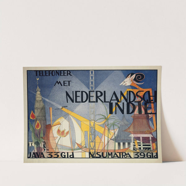 Poster Telefoneer met Nederlandsch-Indië (Telephone with the Dutch East Indies) by Leo Visser