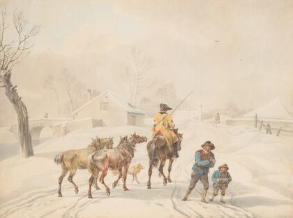 Postilion on Horse in a Winter Landscape