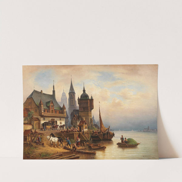 Postkutsche im Pommerschen Hafen by Wilhelm Alexander Meyerheim