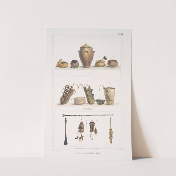 Poterie; Vannerie; Armes offensives, rame by Jean Baptiste Debret