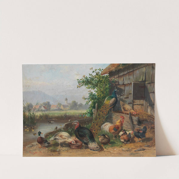 Poultry at the Pond, in the background a Village by Franz Bernier