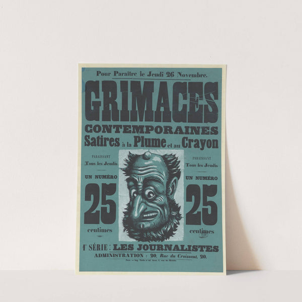 Pour paraitre le jeudi 26 novembre, Grimaces contemporaines (1870) by Imp. Turfin et Ad. Juvet