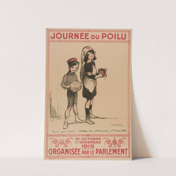 Pour que papa vienne en permission, s’il vous plaît (1915) by Francisque Poulbot