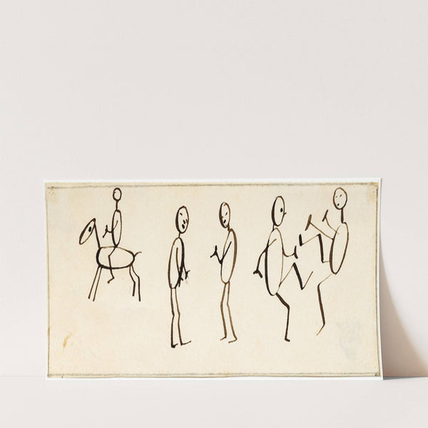 Pratende en dansende mannetjes, mannetje te paard by Pieter van Loon