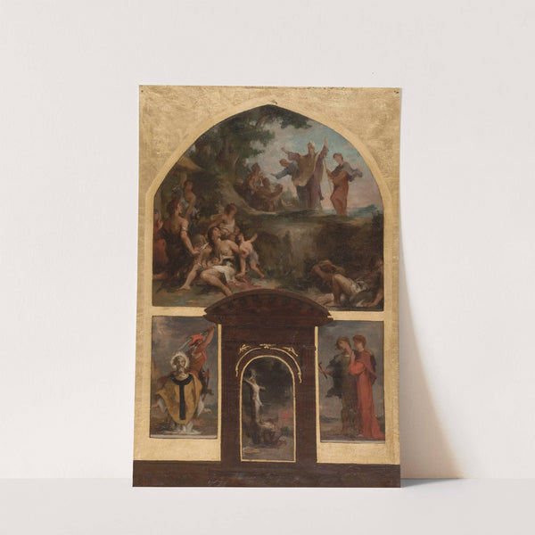 Prédication de saint Denis et conversion des Gaulois. Décollation de saint Denis. Christ en croix. Saint Rustique et saint Eleuthère. (1873) by Henri Leopold Lévy