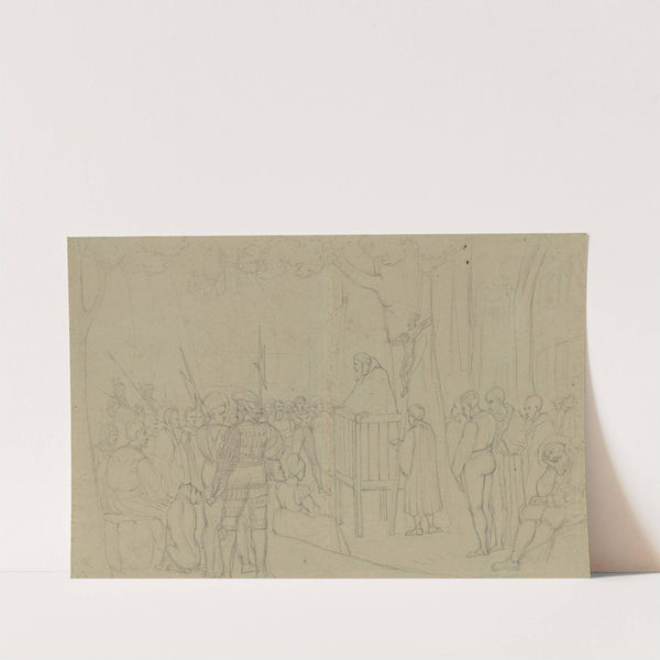 Predigt eines Mönches im Walde by Franz Pforr