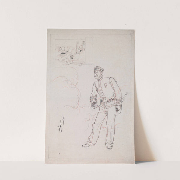 Preparatory Drawing for a Woodblock Print Depicting a Japanese Naval Officer during the Sino-Japanese War (1894–1895) by Toshikata Mizuno