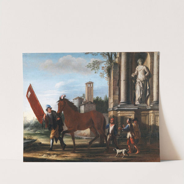Preparing For The Race Of The Berber Horses, Rome by Giovanni Reder
