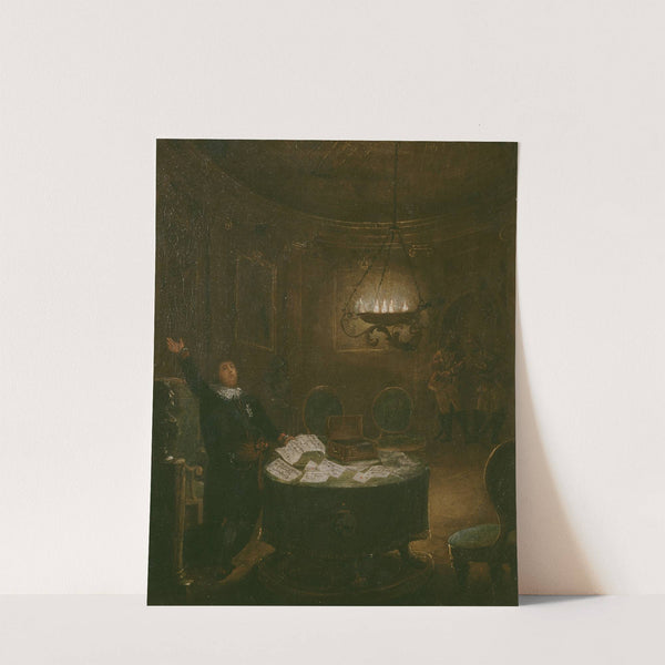 President Gustaf Adolf Reuterholm (1756-1813), opens the Armfelt letters at Stockholm Castle in 1794 by Pehr Hörberg