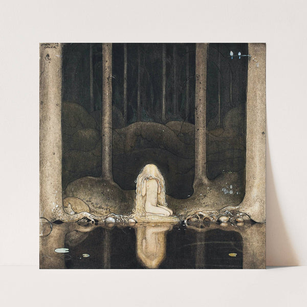 Princess Tuvstarr Gazing Down Into The Dark Waters Of The Forest Tarn (1913) by John Bauer