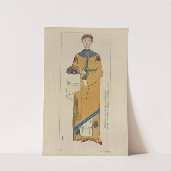 Princesse Italo-Romaine, fin de VIII siecle. Mosaique de la Basilique St. Cecile, aux catacombs de Rome. by Raphaël Jacquemin