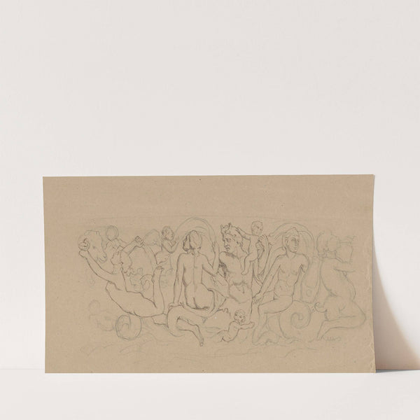 Procession of Sea Deities Enclosed in an Arabesque Form (1870 - 1900) by Hans Thoma