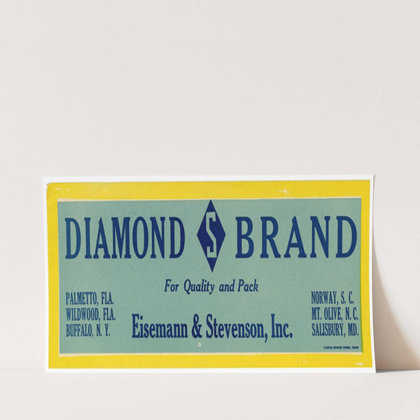 Produce Label for Diamond S Brand – Yellow (1930-1950)