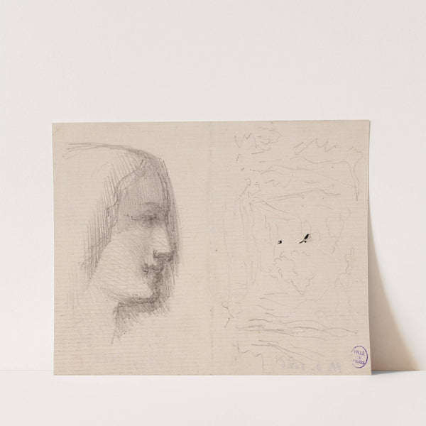 Profil de femme à droite et schéma de paysage by Narcisse-Virgile Diaz de La Peña