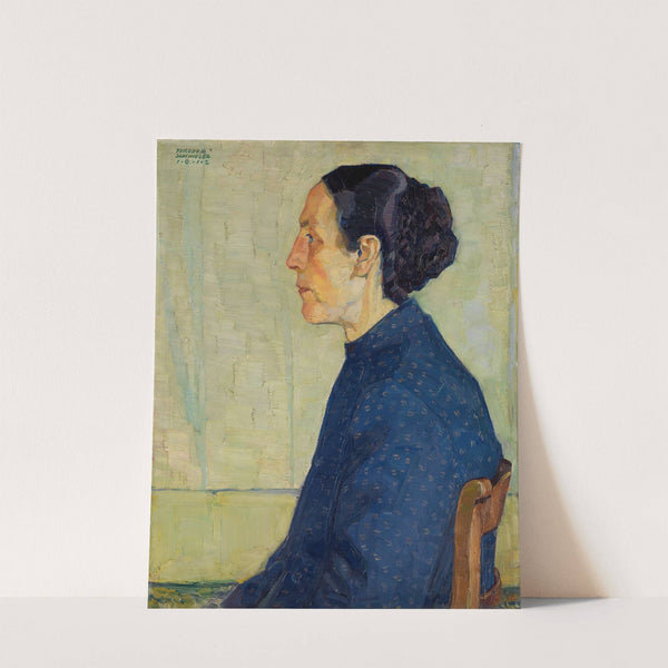 Profilbild einer sitzenden Frau in Halbfigut by Theodor Schindler