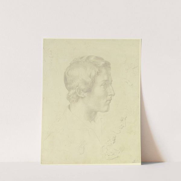 Profilkopf nach rechts mit mehreren Entwürfen by Friedrich von Nerly