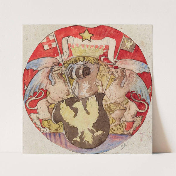 Projet de décor pour un vitrail civil à motif héraldique by Prosper Lafaye