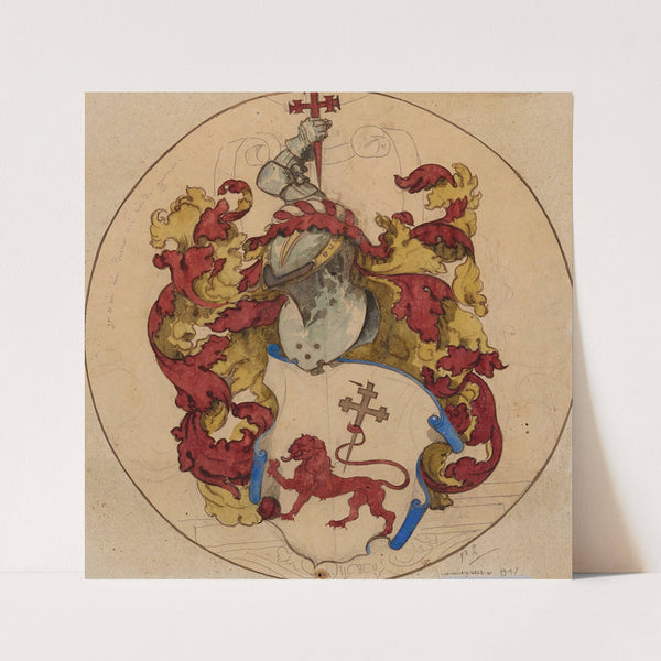 Projet de décor pour un vitrail civil à motif héraldique by Prosper Lafaye