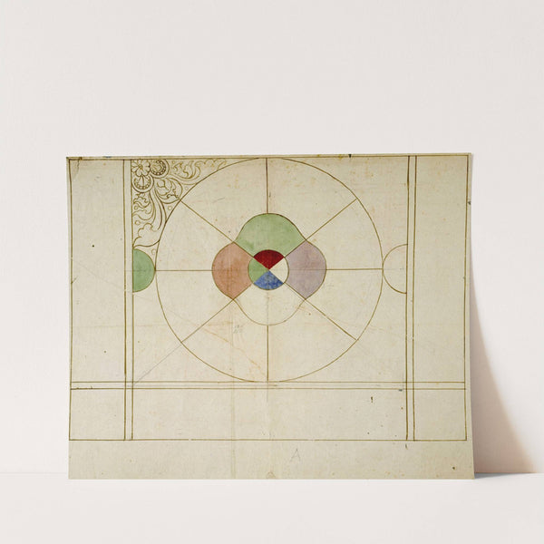 Projet de panneau de vitrail à décor abstrait by Prosper Lafaye