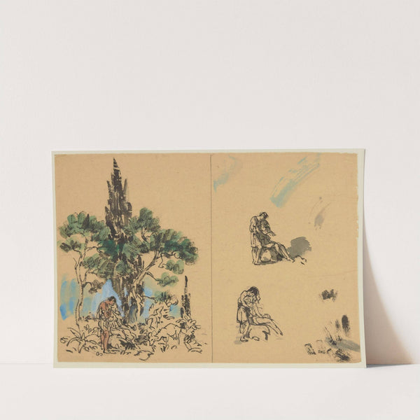 Projet de paysage avec deux amoureux et des brebis (1937) by Jules Chadel