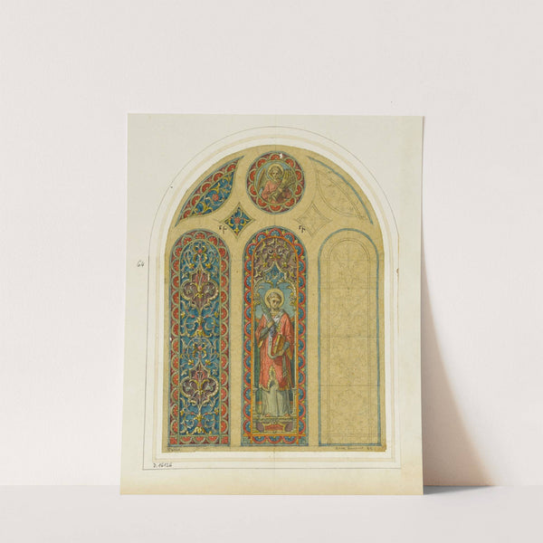 Projet de vitrail pour Combs-la-Ville (fenêtre à trois travées) saint Vincent et ornements (1868) by Laurent Gsell