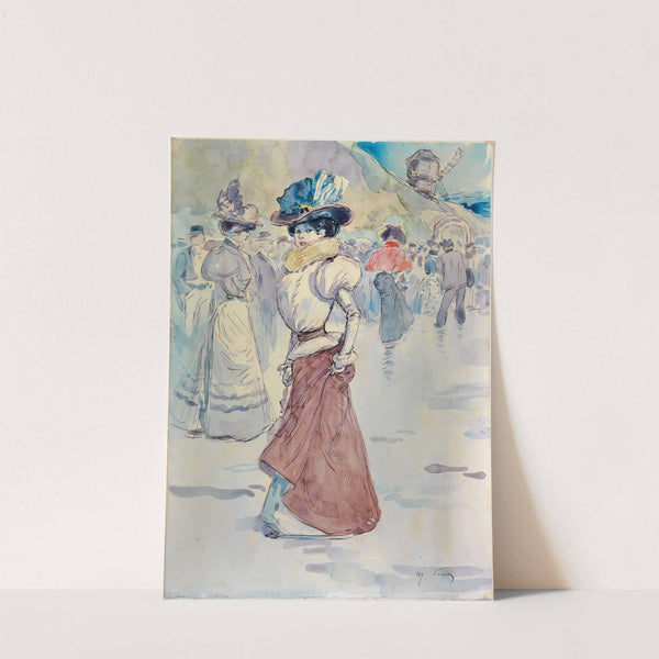 Promeneurs devant le moulin de la Galette. Actuel 18ème arrondissement (1890-1900) by Henri Somm