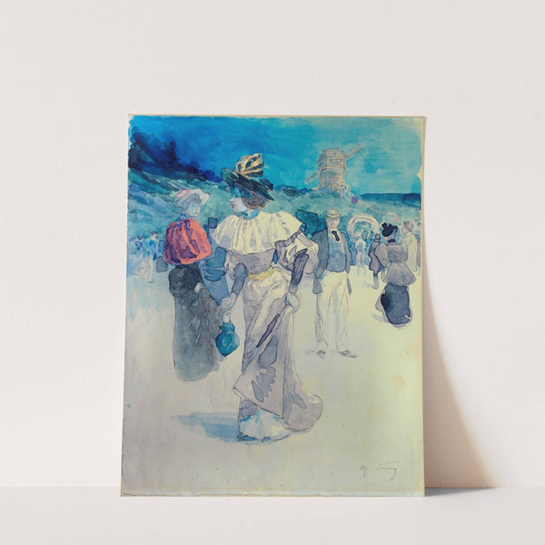 Promeneurs devant le moulin de la Galette, actuel 18ème arrondissement (1890-1900) by Henri Somm