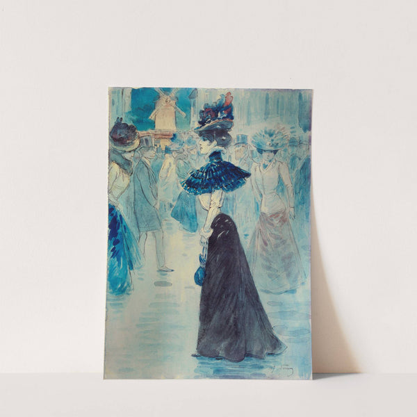 Promeneurs devant le Moulin Rouge, place Blanche, actuel 18ème arrondissement (1890-1900) by Henri Somm