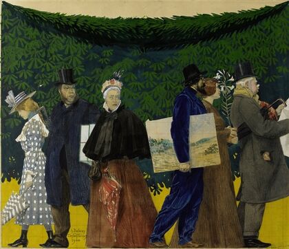 Promeneurs et artistes à l’exposition universelle de 1900.