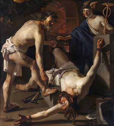 Prometheus Being Chained By Vulcan
