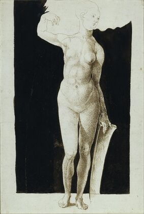 Proportion study of female nude with a shield (1500)